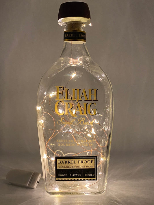 Upcycled Whiskey Bottle Lamp - Elijah Craig Barrel Proof C919 Empty Bottle