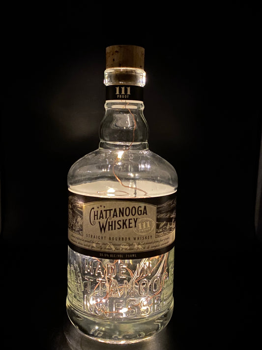 Upcycled Whiskey Bottle Lamp - Chattanooga Whiskey - Cask 111 Empty Bottle
