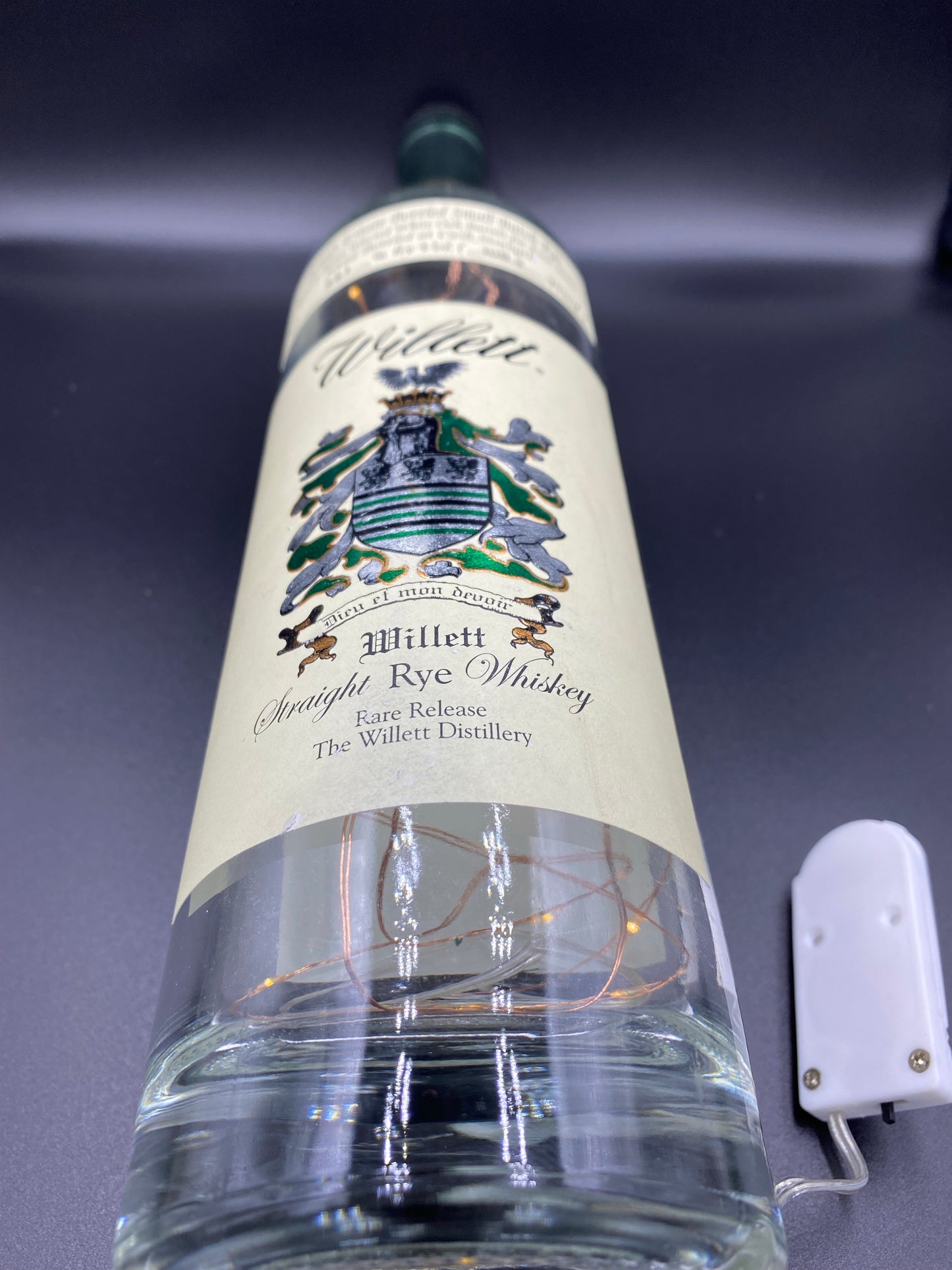 Upcycled Whiskey Bottle Lamp - Willett Family Reserve Rye Empty Bottle